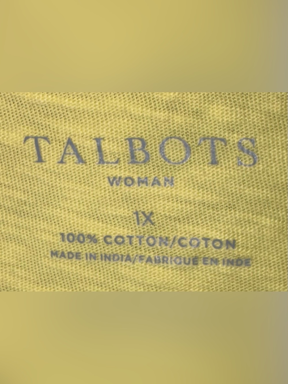 Talbots bright lemon yellow 100% cotton Summer Time tie sleeve t-shirt Size 1X - Picture 6 of 6